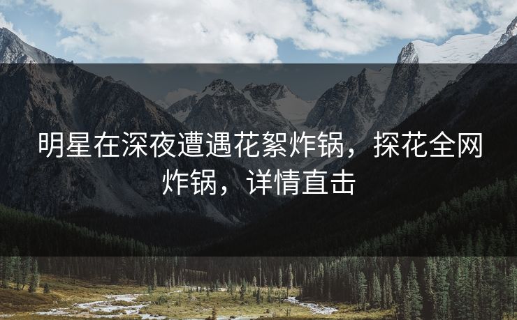 明星在深夜遭遇花絮炸锅,探花全网炸锅,详情直击 明星在深夜遭遇花絮炸锅,探花全网炸锅,详情直击