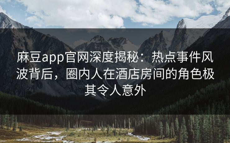麻豆app官网深度揭秘：热点事件风波背后，圈内人在酒店房间的角色极其令人意外